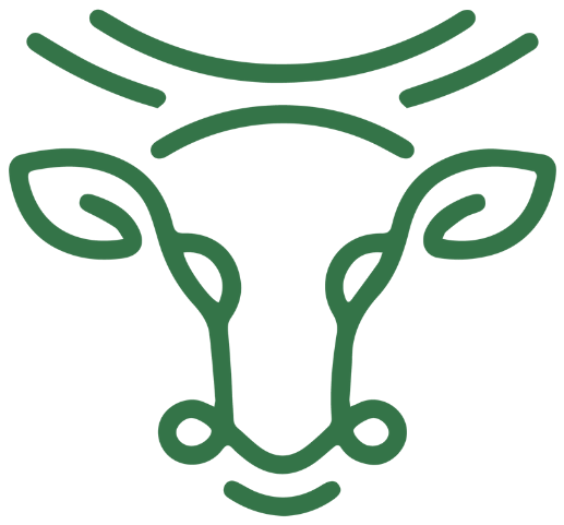 Cabeza de res del logotipo de Ganado Verde en verde
